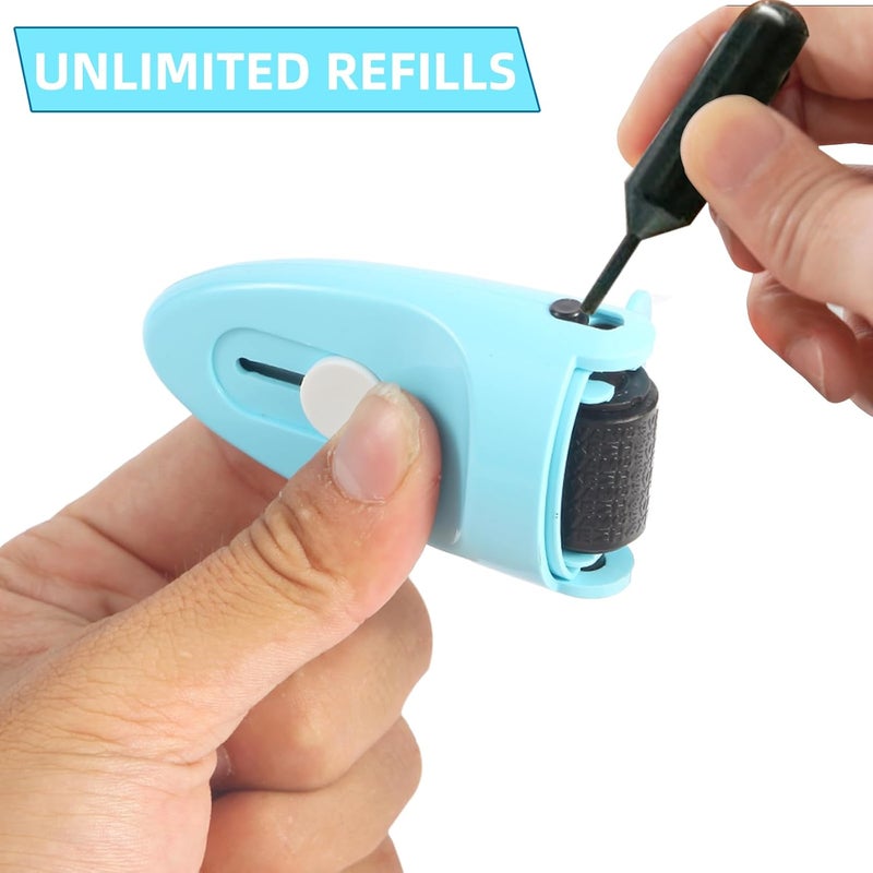 WEJOIN Wide Identity Theft Protection Roller Security Stamp 2Packs - Guard Your ID Well, Built-in Cutter & Unique Flip Cover, Compact Privacy Safety Tool for Document, Mail, etc. (BU/PU) - Image 5
